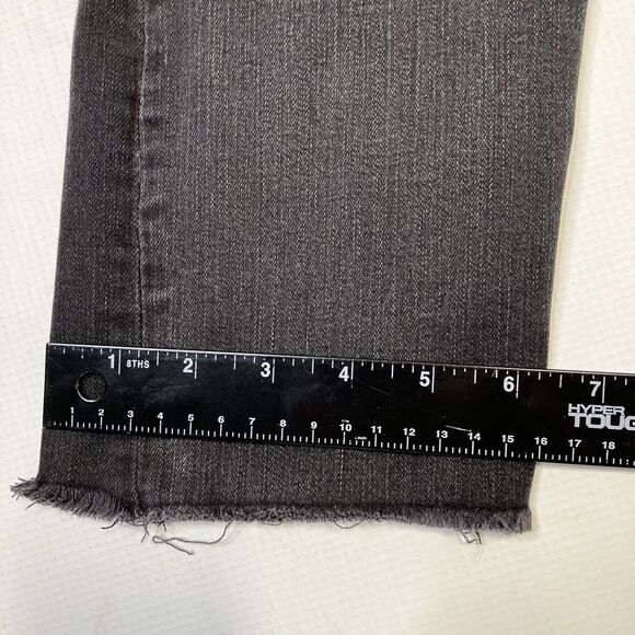 Banana Republic Mid Rise Crop Flare Jeans Black Faded Size 27 X 24 Button Fly - Picture 12 of 13